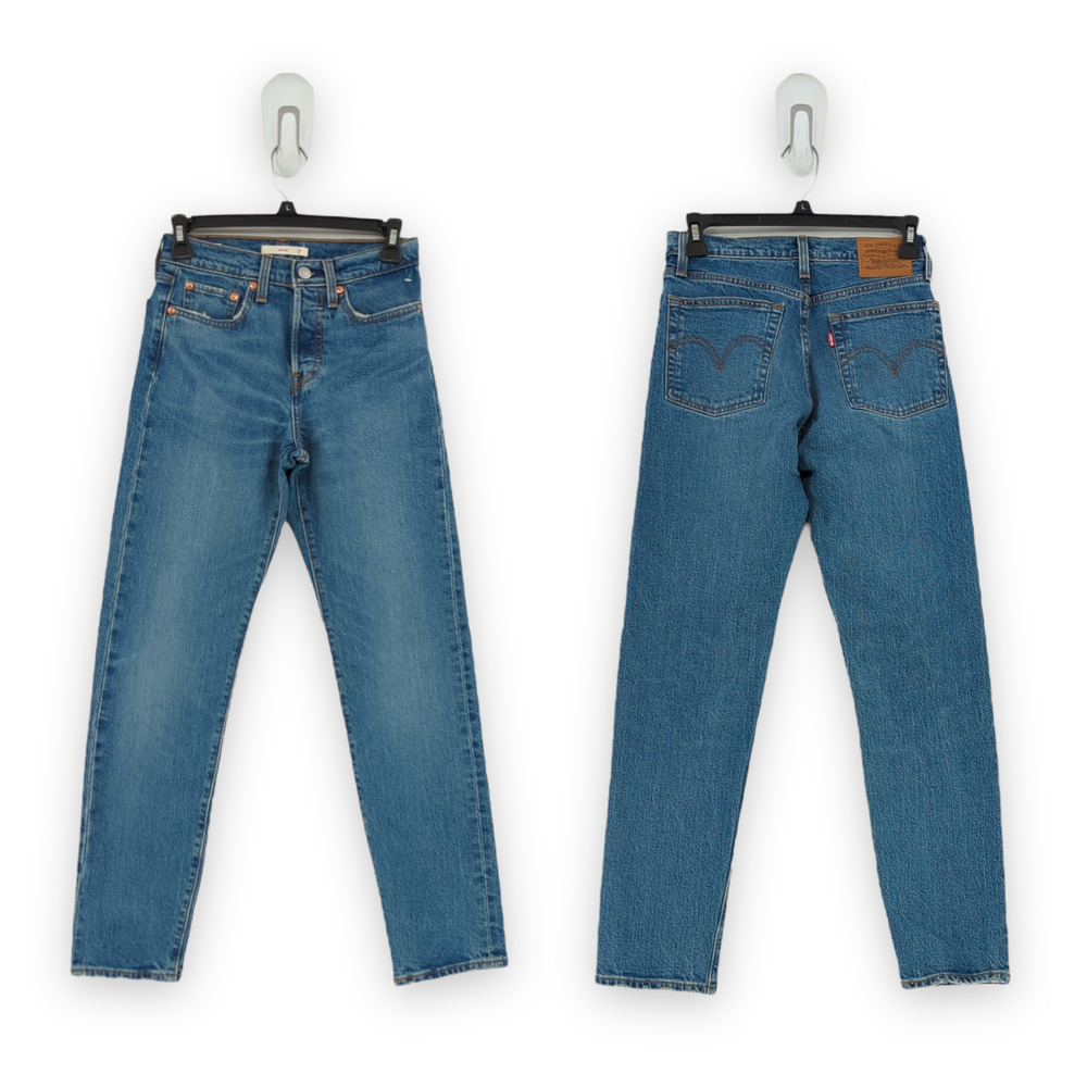 Levis Women 24 Wedgie Icon Fit Jeans These Dreams Blue High Rise Tapered NEW